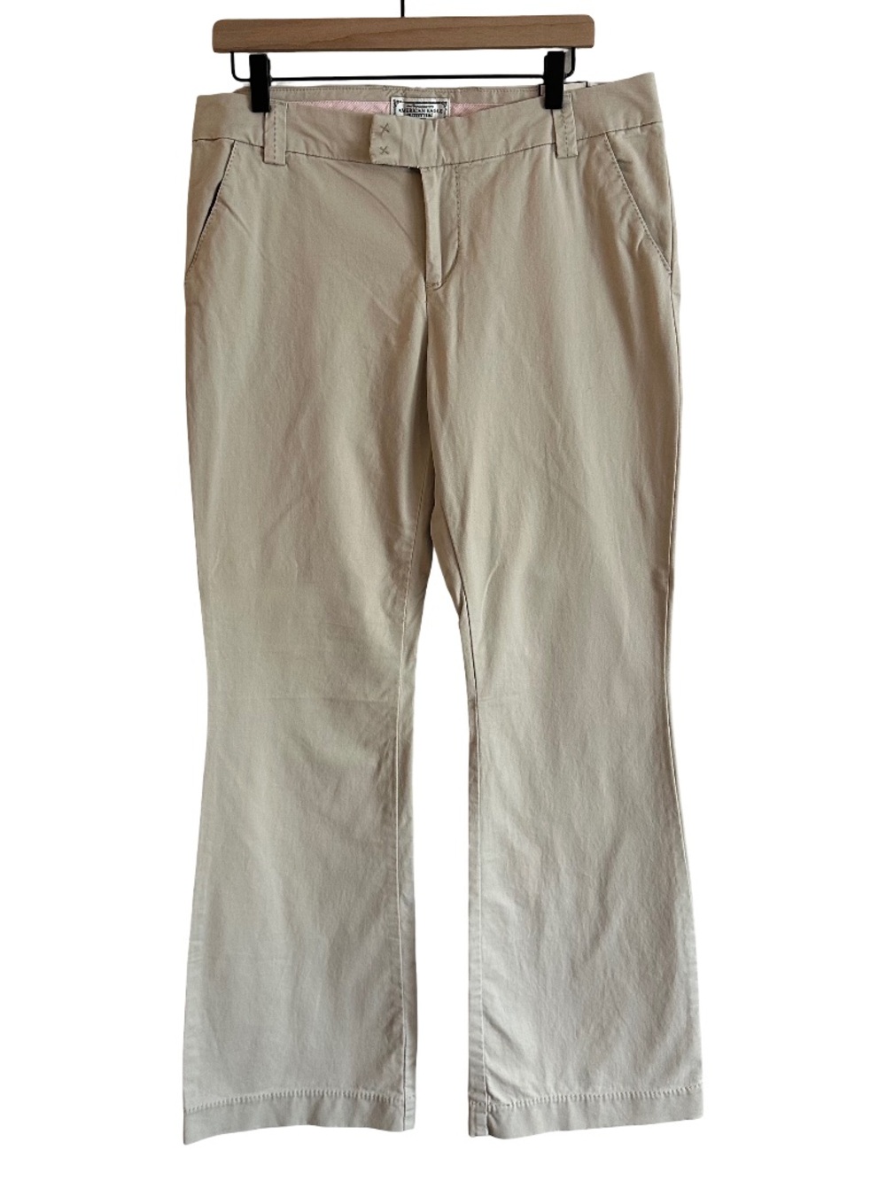 NEW American Eagle Favorite Trouser Low Rise Stretch Flare Khaki Pants Y2K VTG